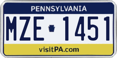 PA license plate MZE1451