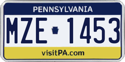 PA license plate MZE1453