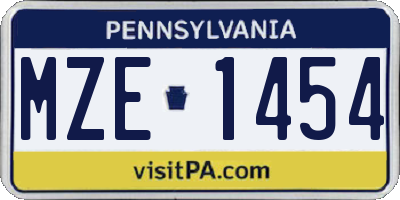 PA license plate MZE1454