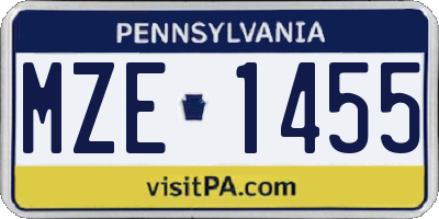 PA license plate MZE1455