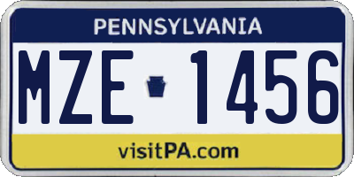 PA license plate MZE1456