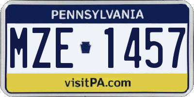 PA license plate MZE1457