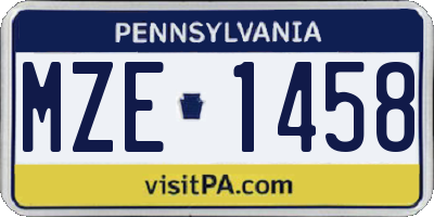 PA license plate MZE1458