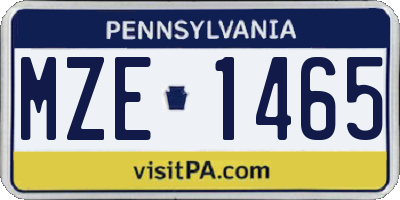 PA license plate MZE1465