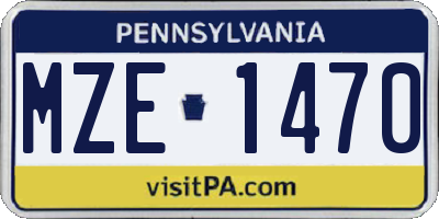 PA license plate MZE1470