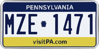 PA license plate MZE1471