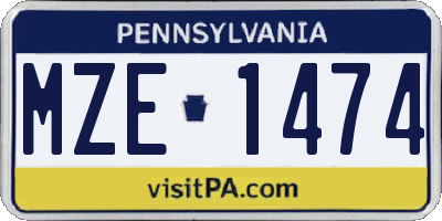 PA license plate MZE1474