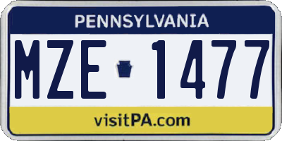 PA license plate MZE1477