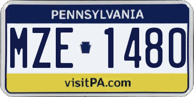 PA license plate MZE1480