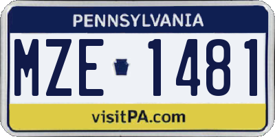 PA license plate MZE1481