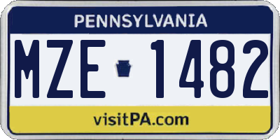 PA license plate MZE1482