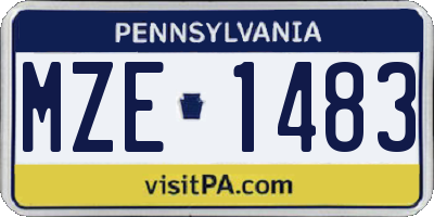 PA license plate MZE1483