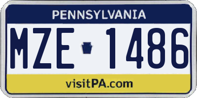 PA license plate MZE1486