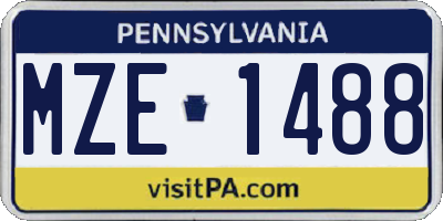 PA license plate MZE1488