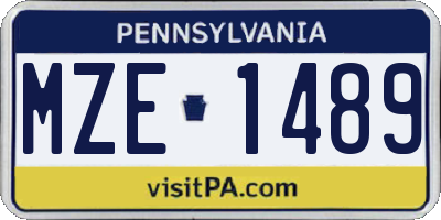 PA license plate MZE1489