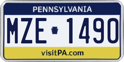 PA license plate MZE1490
