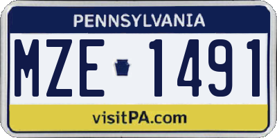 PA license plate MZE1491