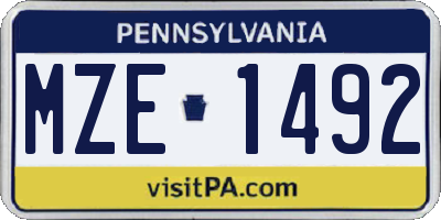 PA license plate MZE1492