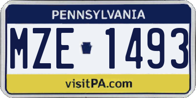 PA license plate MZE1493