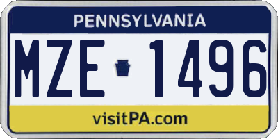 PA license plate MZE1496