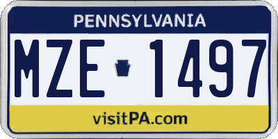 PA license plate MZE1497