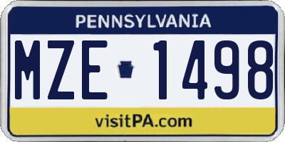 PA license plate MZE1498