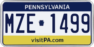 PA license plate MZE1499