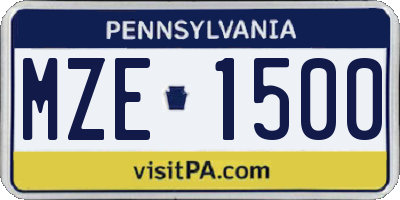 PA license plate MZE1500