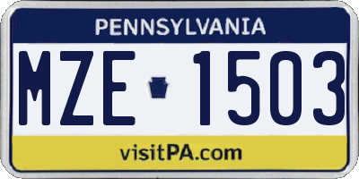 PA license plate MZE1503