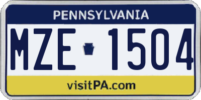 PA license plate MZE1504