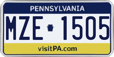 PA license plate MZE1505