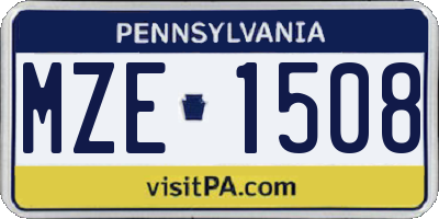 PA license plate MZE1508