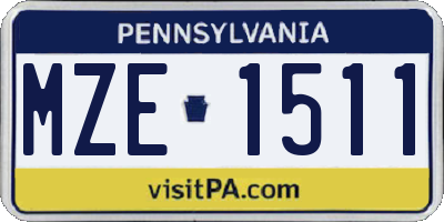 PA license plate MZE1511