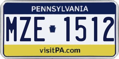 PA license plate MZE1512