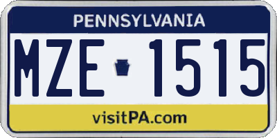 PA license plate MZE1515