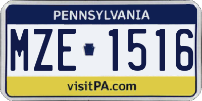 PA license plate MZE1516