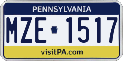 PA license plate MZE1517