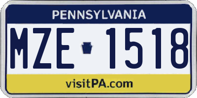 PA license plate MZE1518