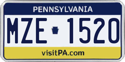 PA license plate MZE1520