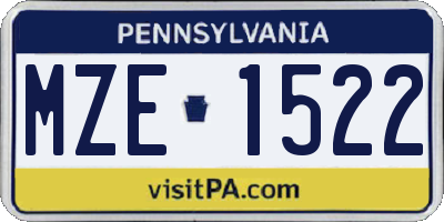 PA license plate MZE1522