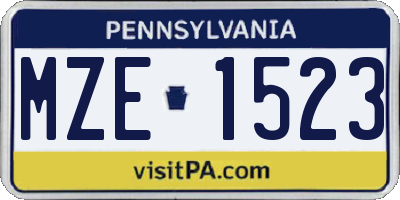 PA license plate MZE1523