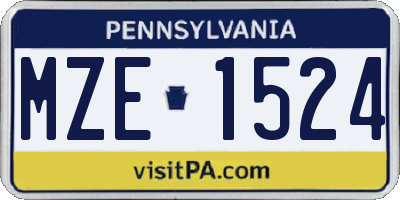 PA license plate MZE1524