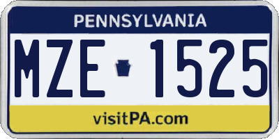 PA license plate MZE1525