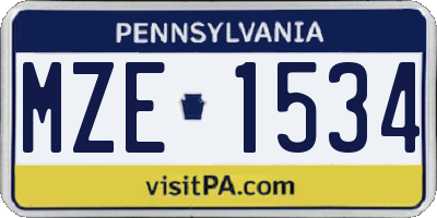 PA license plate MZE1534