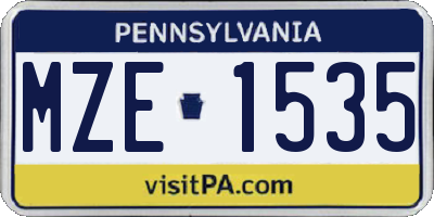 PA license plate MZE1535