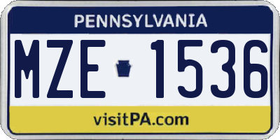 PA license plate MZE1536