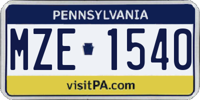 PA license plate MZE1540
