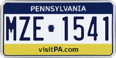 PA license plate MZE1541
