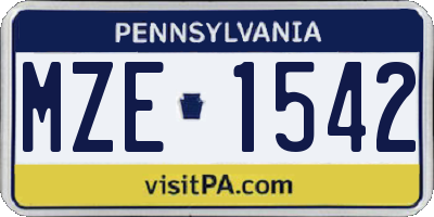 PA license plate MZE1542