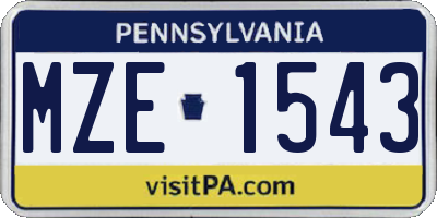 PA license plate MZE1543